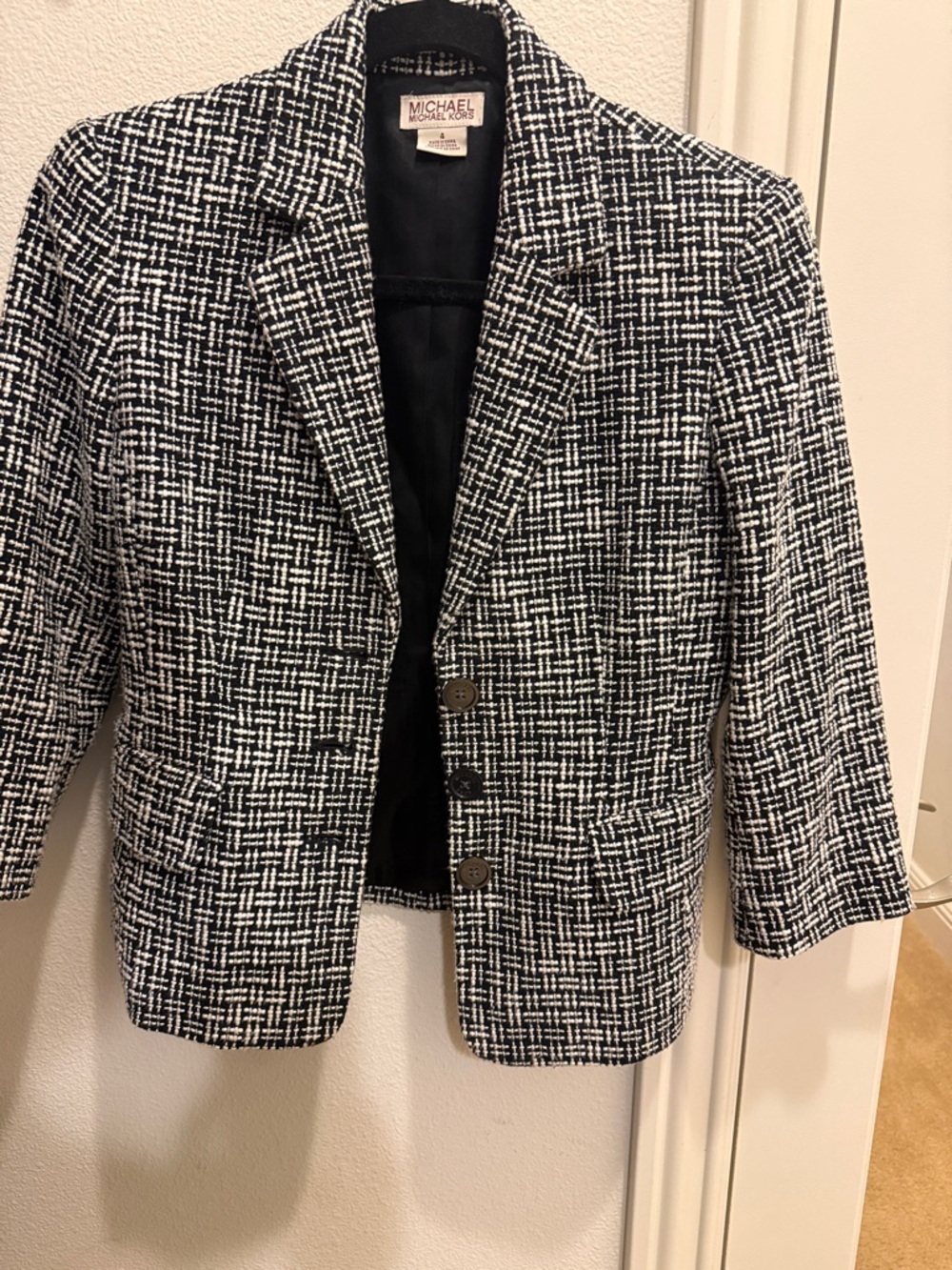 Michael Kors Black and White Tweed Sport Coat